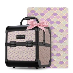 Byootique Makeup Train Case with Mirror Cosmetic Box for Nail Art Deco Tyrian