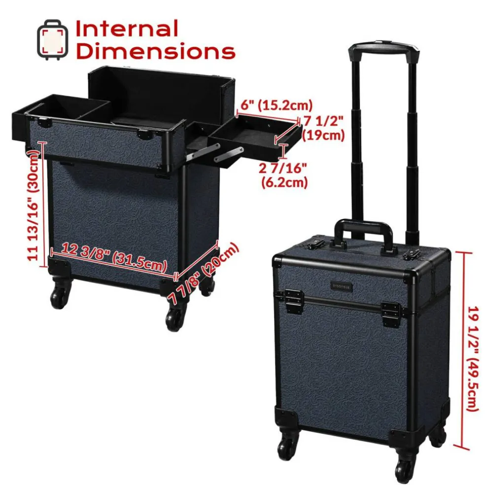 Byootique 3-Piece Makeup Train Cases Cosmetic Organizer Kit Rococo Midnight