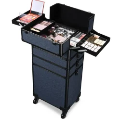 Byootique 3-Piece Makeup Train Cases Cosmetic Organizer Kit Rococo Midnight