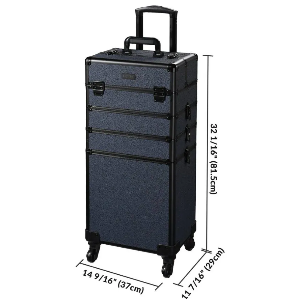 Byootique 3-Piece Makeup Train Cases Cosmetic Organizer Kit Rococo Midnight