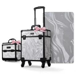 Byootique 2-Piece Makeup Train Case Cosmetic Organizer Kit CB Graystone Artists