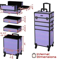 Byootique 3-Piece Makeup Train Cases Cosmetic Organizer Kit Charm ForgetMeNo
