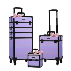 Byootique 3-Piece Makeup Train Cases Cosmetic Organizer Kit Charm ForgetMeNo