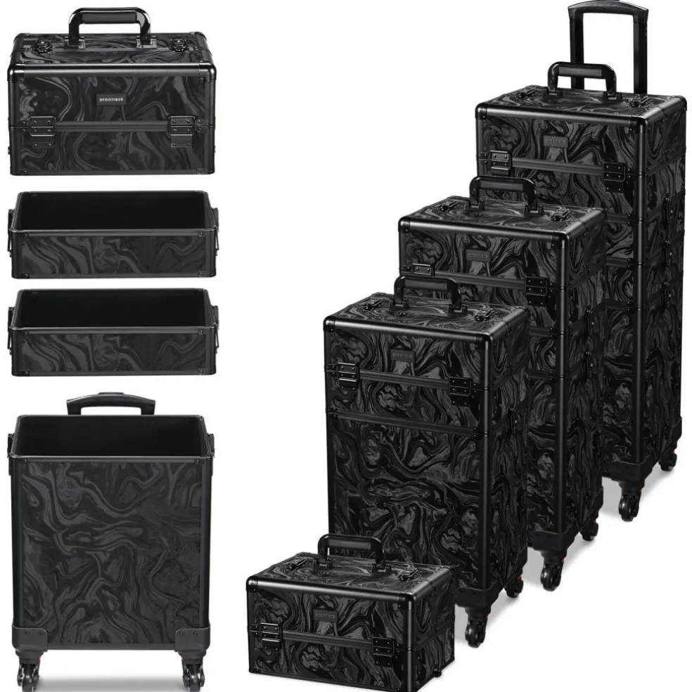 Byootique 3-Piece Makeup Train Cases Cosmetic Organizer Kit Artist CB Shadows