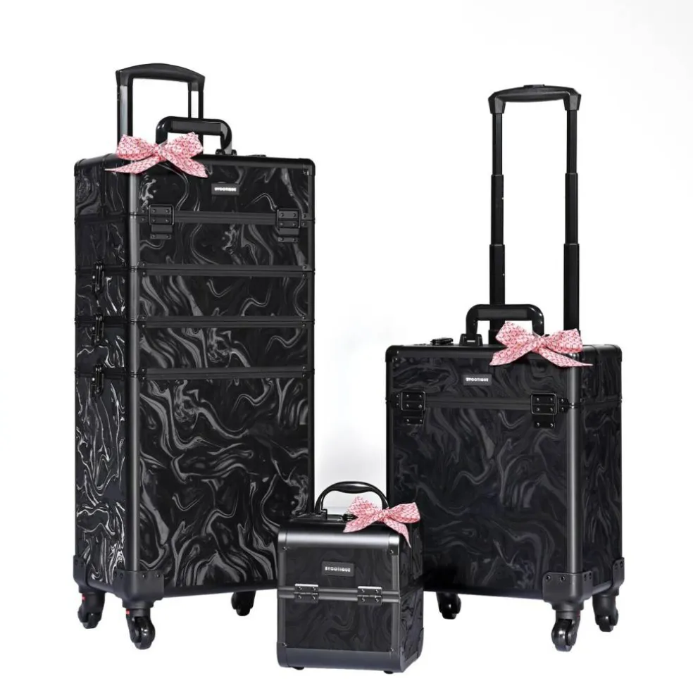 Byootique 3-Piece Makeup Train Cases Cosmetic Organizer Kit Artist CB Shadows