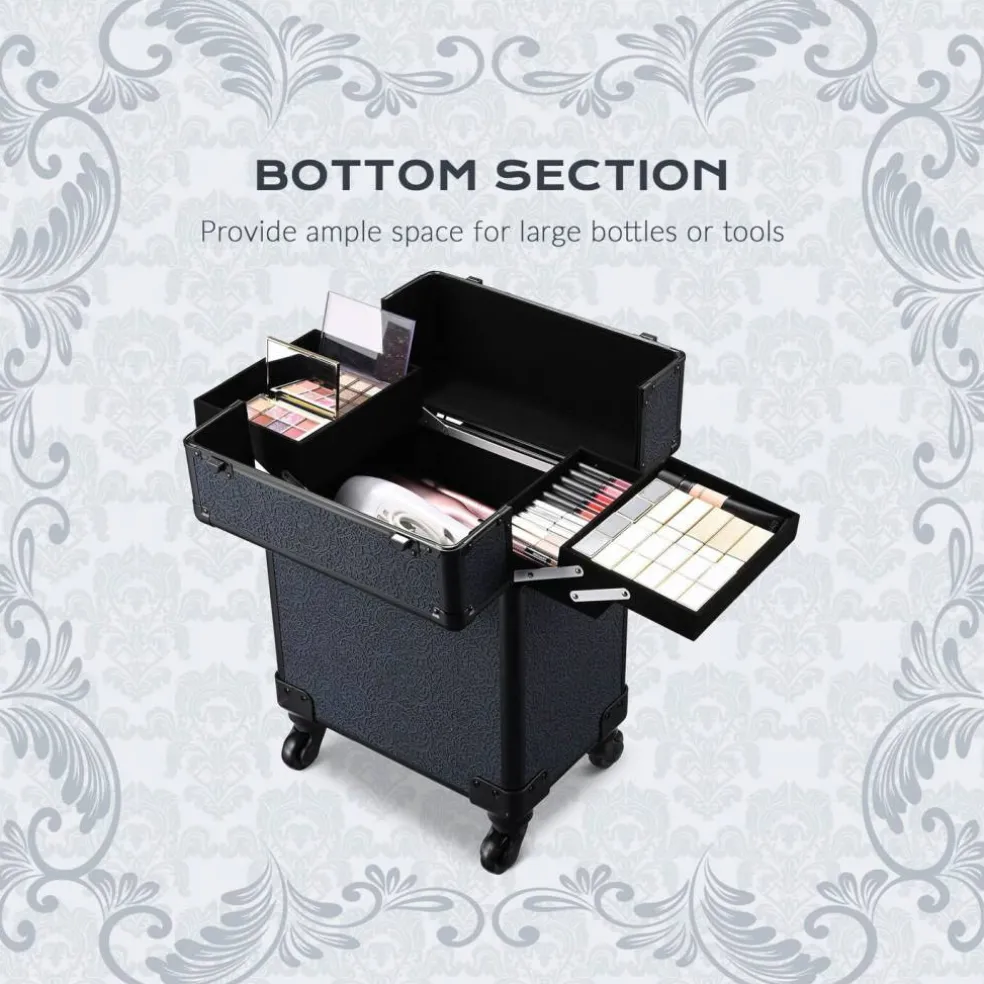 Byootique 2-Piece Makeup Train Case Cosmetic Organizer Kit Rococo Midnight