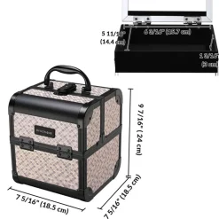 Byootique 2-Piece Makeup Train Case Cosmetic Organizer Kit Art Deco Graphite