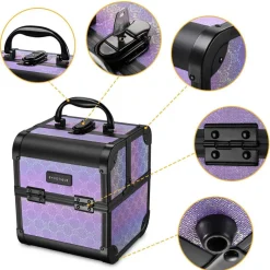 Byootique 2-Piece Makeup Train Case Cosmetic Organizer Kit Charm ForgetMeNot