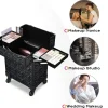 Byootique 2-Piece Makeup Train Case Cosmetic Organizer Kit Mermaid Black Salon