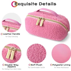Byootique Plush Makeup Bag Open Flat Travel Toiletry Accessories Case Organizer