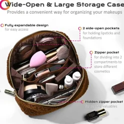 Byootique Plush Makeup Case Open Flat Travel Toiletry Accessories Organizer Bag
