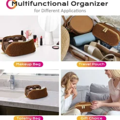 Byootique Plush Makeup Case Open Flat Travel Toiletry Accessories Organizer Bag