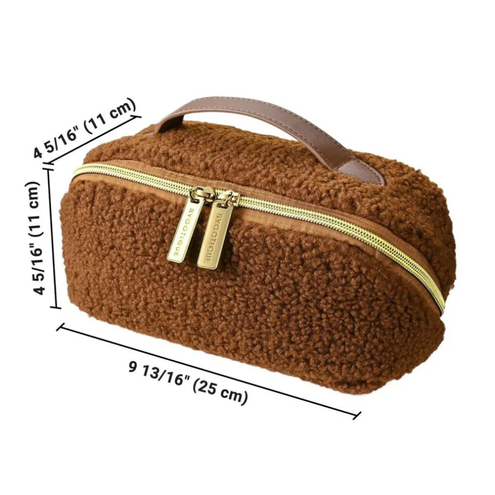 Byootique Plush Makeup Case Open Flat Travel Toiletry Accessories Organizer Bag