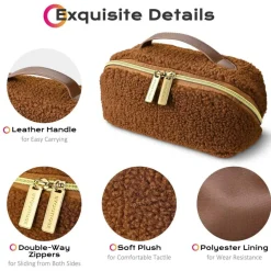 Byootique Plush Makeup Case Open Flat Travel Toiletry Accessories Organizer Bag