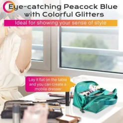 Byootique Portable Makeup Bag Zippered Water-resistant Organizer PVC Open Flat Travel Toiletry Organizer Travel Daily Use, Green