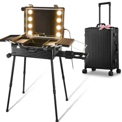 Byootique Rolling Makeup Case 24 Inch LED Lighted Mirror Cosmetic Travel Trolley