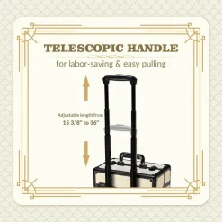 Byootique Rolling Makeup Train Case on Wheels Cosmetic Trolley Art Deco Pastel