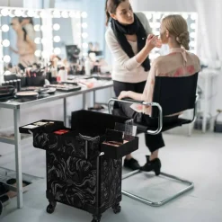 Byootique Rolling Makeup Train Case Cosmetic Trolley Organizer Salon CB Shadows