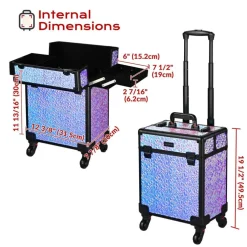 Byootique Rolling Makeup Train Case Cosmetic Trolley Organizer Mermaid Purple