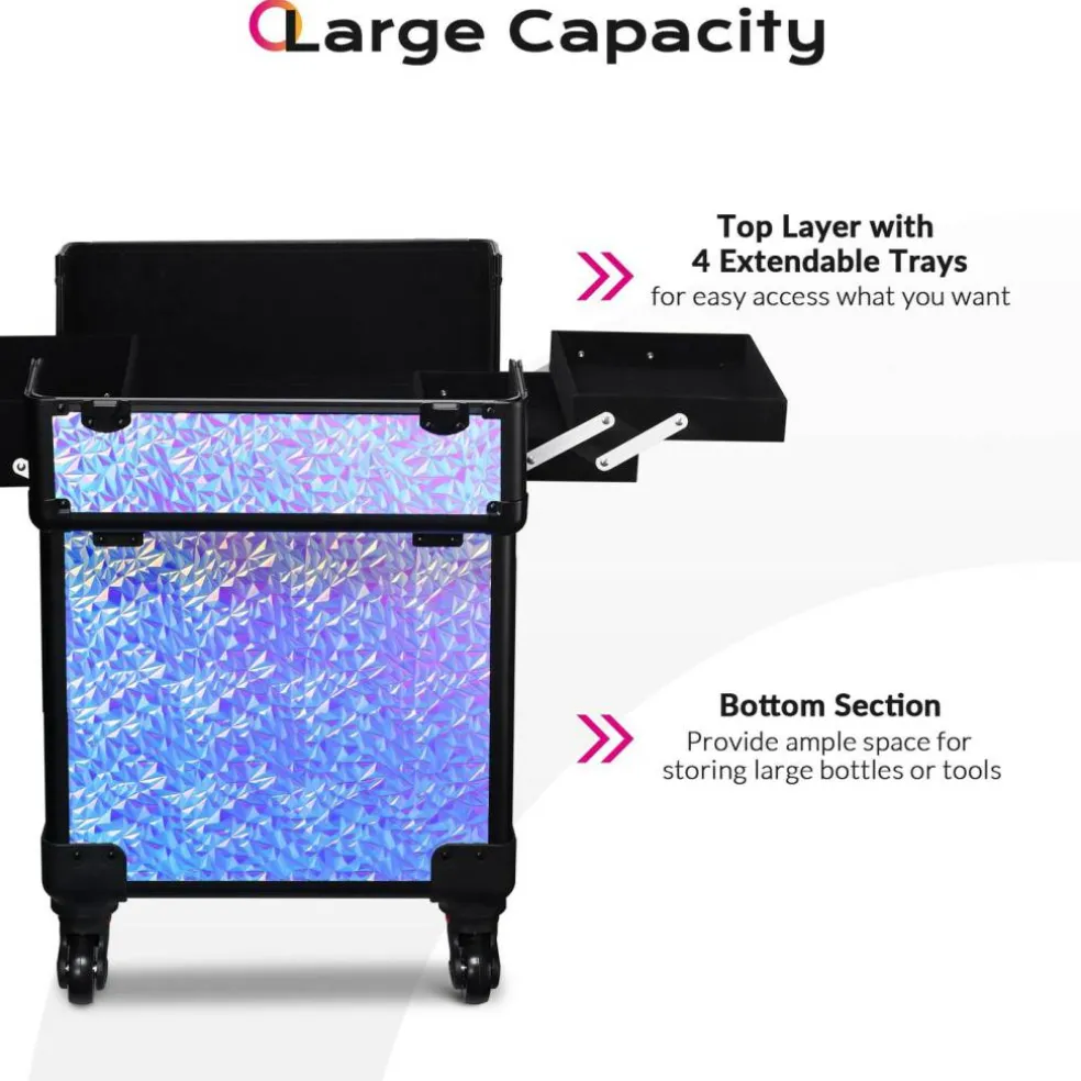 Byootique Rolling Makeup Train Case Cosmetic Trolley Organizer Mermaid Purple