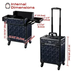 Byootique Rolling Makeup Train Case Cosmetic Trolley Organizer Mermaid Black
