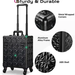 Byootique Rolling Makeup Train Case Cosmetic Trolley Organizer Mermaid Black