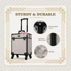 Byootique Rolling Makeup Train Case Cosmetology Organizer Box Art Deco Graphite