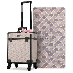 Byootique Rolling Makeup Train Case Cosmetology Organizer Box Art Deco Graphite
