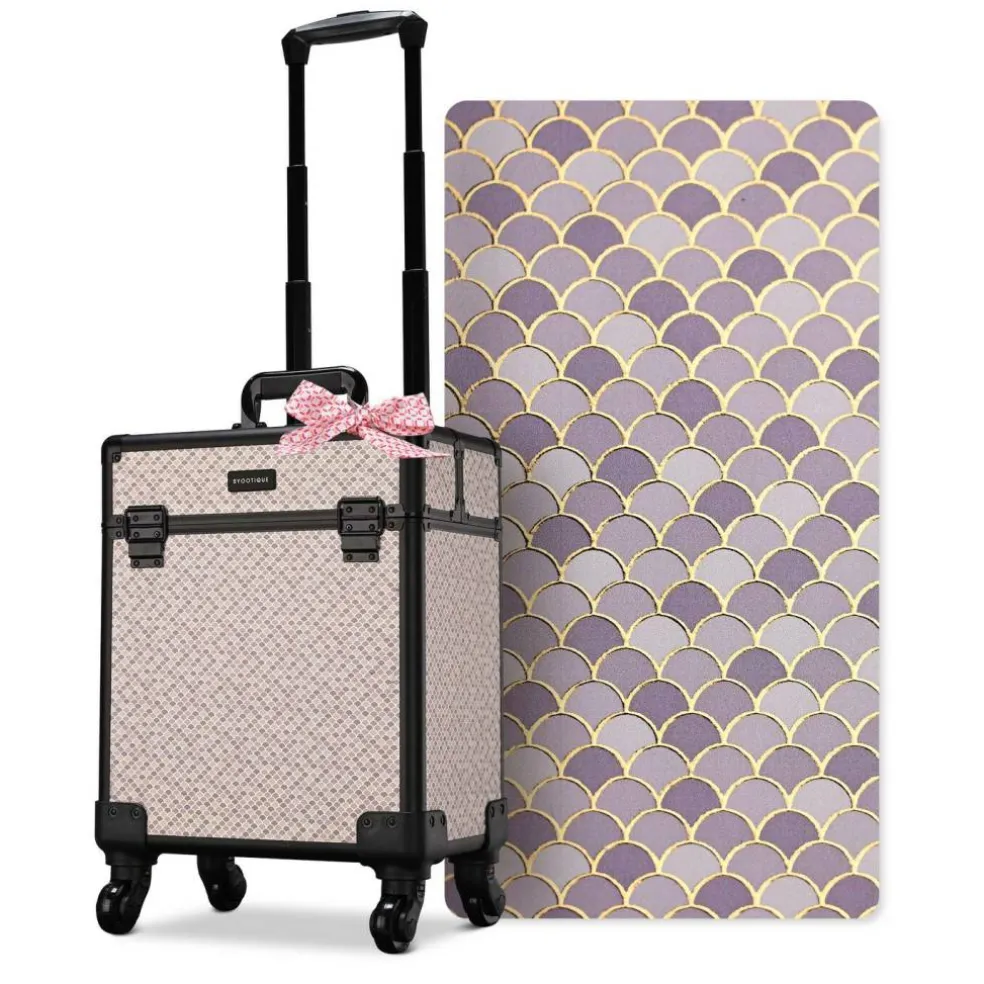 Byootique Rolling Makeup Train Case Cosmetology Organizer Box Art Deco Graphite