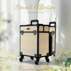 Byootique Rolling Makeup Train Case Cosmetic Trolley Organizer Grace ForgetMeNot