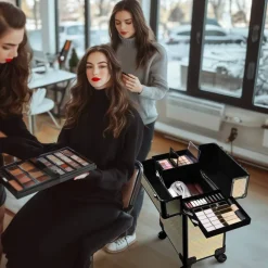 Byootique Rolling Makeup Train Case Cosmetic Trolley Organizer Grace ForgetMeNot