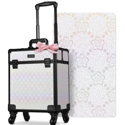 Byootique Rolling Makeup Train Case Cosmetic Trolley Organizer Pure ForgetMeNot