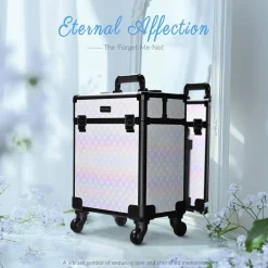 Byootique Rolling Makeup Train Case Cosmetic Trolley Organizer Pure ForgetMeNot