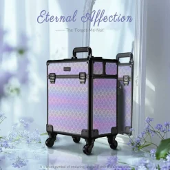 Byootique Rolling Makeup Train Case Cosmetic Trolley Organizer Charm ForgetMeNot