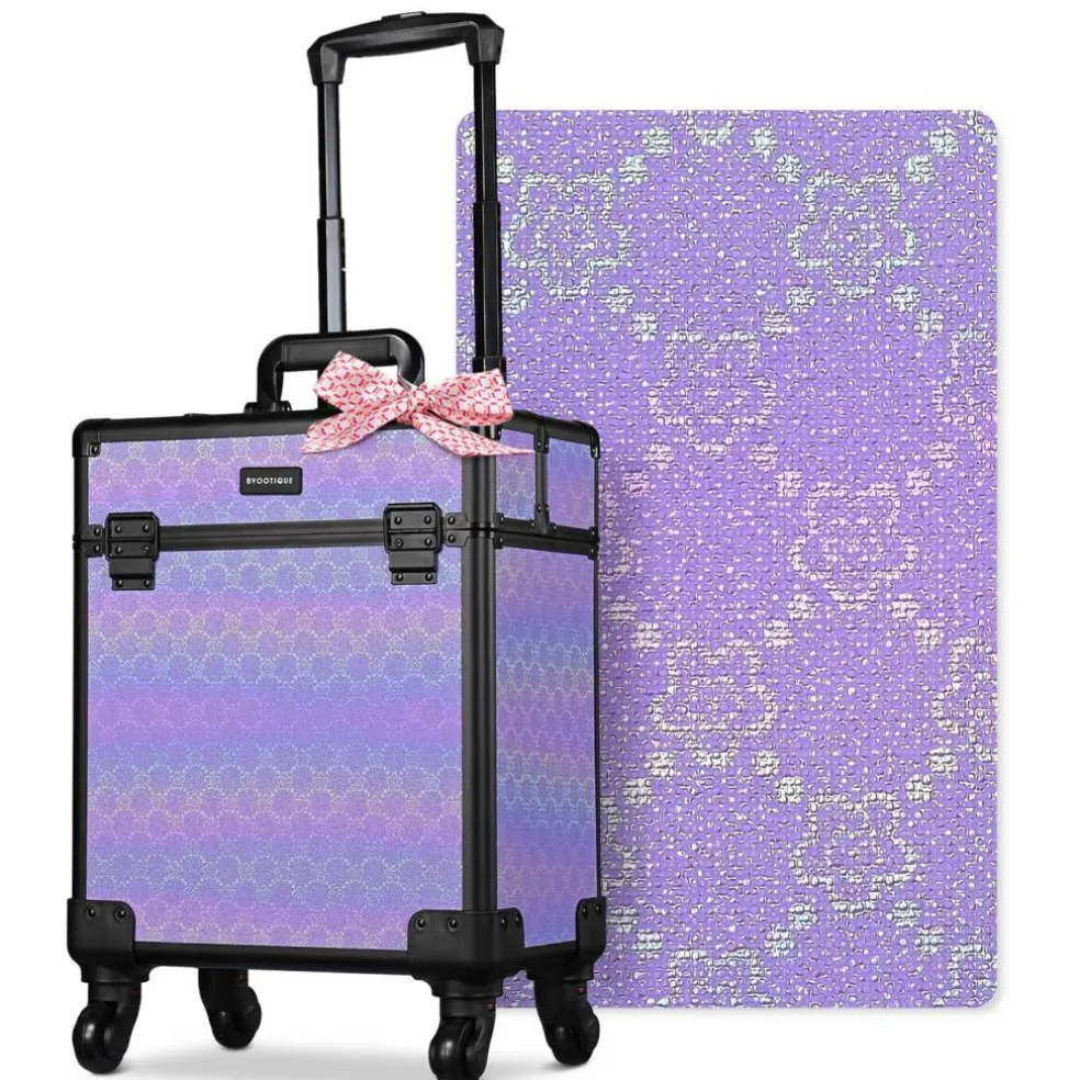 Byootique Rolling Makeup Train Case Cosmetic Trolley Organizer Charm ForgetMeNot