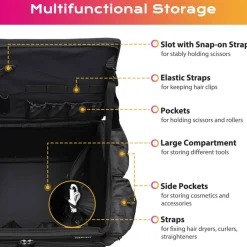 Byootique Soft Rolling Hair Stylist Train Case w/ Hair Tools Travel Bag Backpack