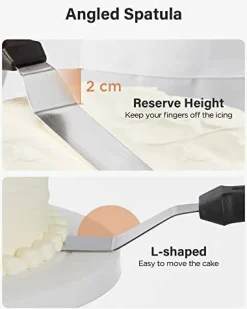 Cake Decorating Kit Baking Supplies Cake Turntable with 2 Frosting Straight Angled Spatula 3 Icing Smoother Scrapers Baking Accessories Tools for Beginners and Pros, White