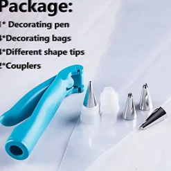 Cake Decorating Pen Tool Kit Pastry Bag DIY Cake Deco Tools Kit Pastry Icing Pen Piping Kit Bags(Blue)