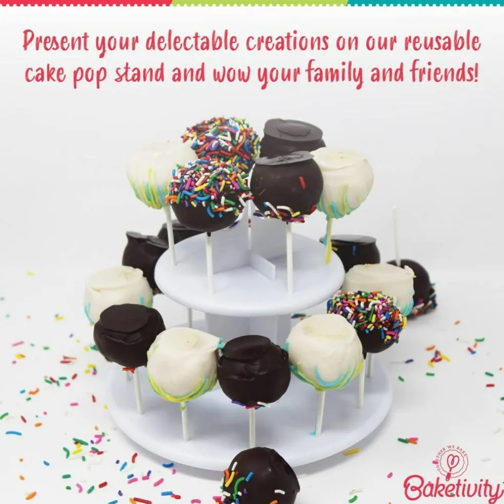 Cake Pop Kit by Baketivity No Mold or Maker Needed Cake Pop Stand and Baking Kit Arts and Crafts for Kids Baking Sets Kosher