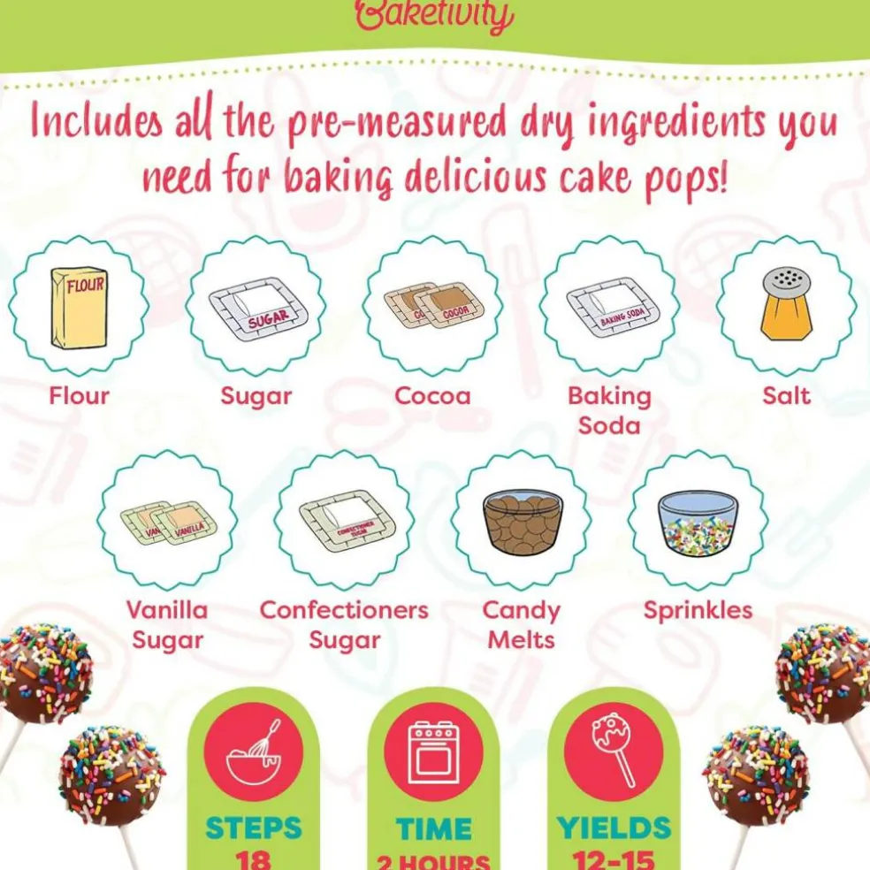 Cake Pop Kit by Baketivity No Mold or Maker Needed Cake Pop Stand and Baking Kit Arts and Crafts for Kids Baking Sets Kosher