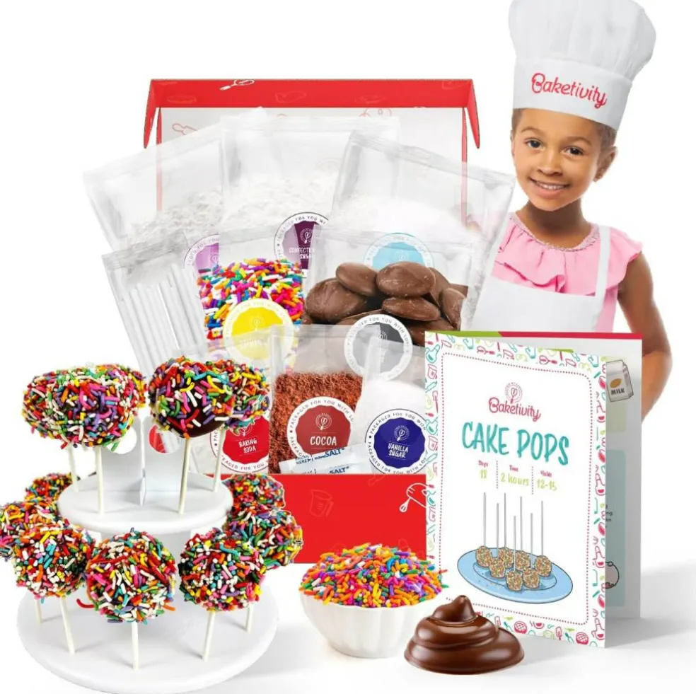 Cake Pop Kit by Baketivity No Mold or Maker Needed Cake Pop Stand and Baking Kit Arts and Crafts for Kids Baking Sets Kosher