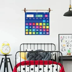 Calendar Pocket Chart Classroom Monthly Chart with 76 Cards 68 Illustrated Activity Cards 8 Dry Erase Blank Cards Plus 3 Over-Door Metal Hangers for Classroom Home or Preschool 20 x 19 Inches