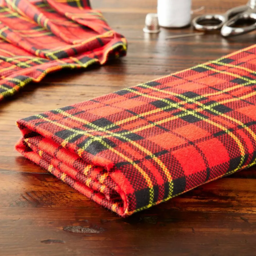 Camelot Fabrics Red Scottie Plaid Flannel Fabric