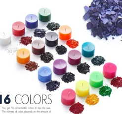 Candle Dyes for Soy Candle Making - Wax Сolor Dye Color Chips for Soy Wax - 16 Popular Colors Wax Dye Flakes