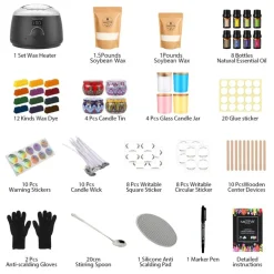 Candle Making Kit,Candle Making Kit for Adult with Wax Melting Pot,DIY Starter Soy Candle Making Supplies/Kit - Perfect as Home Decorations