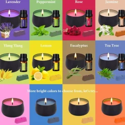 Candle Making Kit for Adults with Hot Plate, DIY Starter Soy Candle Making Supplies/Kit - Perfect as Home Decorations（Black）