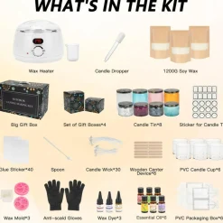 Candle Making Kit, Scented Candles Making Kit Supplies with Digital Soy Wax Melt Warmer Candle Making Complete Kit for Adults Beginners DIY Starters