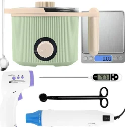 Candle Making Kit with 3LB Electric Wax Melting Pot – DIY Candle Making Supplies Set with Heat Gun, Digital Thermometer, Infrared Thermometer, Digital Scale & Wick Trimmer for Adults Beginners Home Candle Crafting