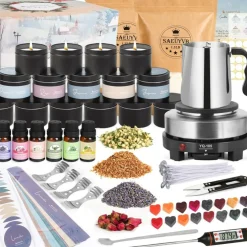 Candle Making Kit with Wax Melter, Candle Making Kit for Adults - DIY Starter Soy Candle Making Kit/Supplies-Perfect as Home Decoration