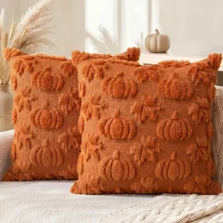 Caramel Pumpkin Fall Throw Pillow Covers 18x18 Inch